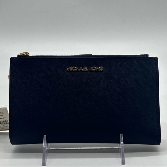 Michael Kors Large Double Zip Wallet Wristlet Navy - Picture 1 of 7